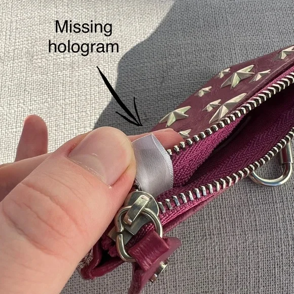 JIMMY CHOO Coin case pouch bag charm Star studded Magenta - Picture 6 of 7